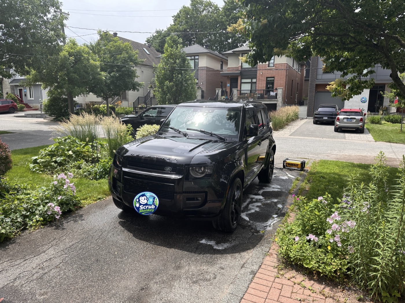 ScrubMonkey cleaning a car in an Ottawa driveway